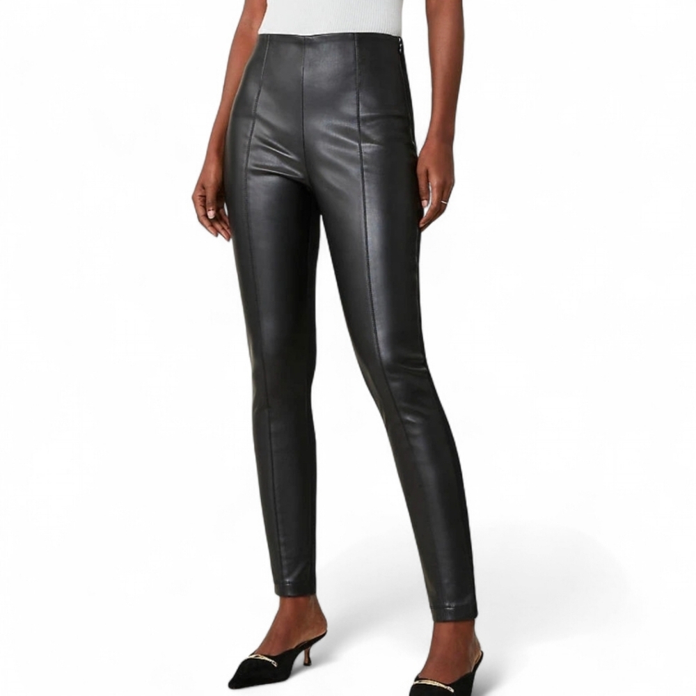 Ann Taylor Faux Leather Black Leggings Size 10